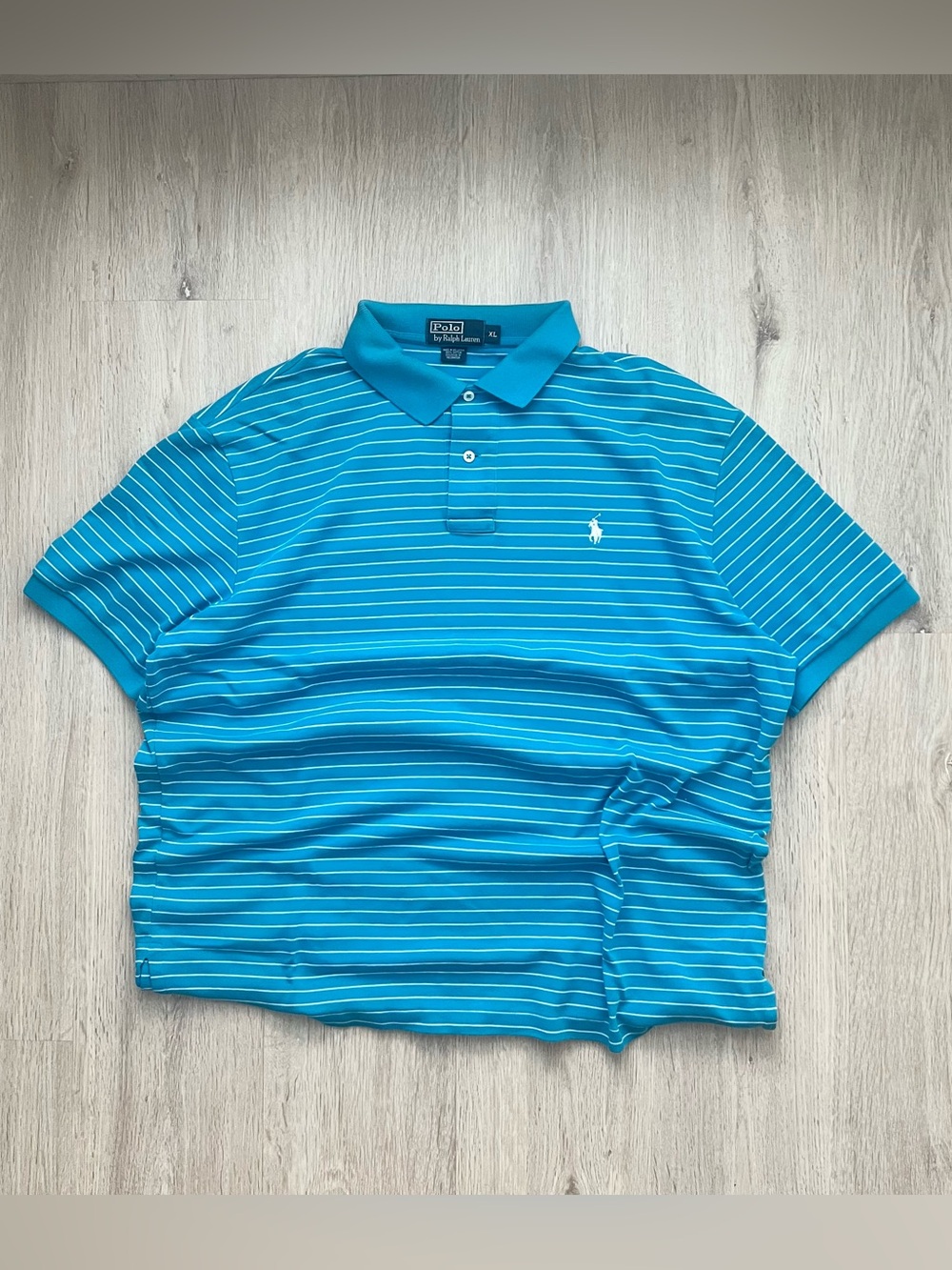 Vintage Y2K Polo Ralph Lauren Striped Polo Shirt Mens XL Blue White Preppy